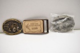 Group of 3 Belt Buckles: Case IH Ride the Proud Brand Leather Stamped Face