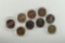 9 Total Toned Lincoln Pennies: 4 - 1940's, 4 - 1960's and 1 - 1985