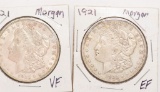 1921 Morgan Silver Dollar VF and 1921 Morgan Silver Dollar EF