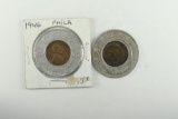1946 Lincoln Wheat Penny, Philly Token and 1901 Indian Head Penny Good Luck