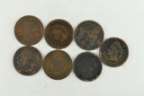 Group of 7 1800's Indian Head Pennies