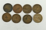 Group of 8 1800's Indian Head Pennies, Counter Stamped