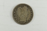 1896 Barber Quarter w/ Flaming Bomb Symbol Counter Stamped on Face