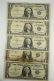 Five (5) $1 Silver Certificate Notes - Series 1957