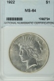 1922 Peace Silver Dollar Slab MS64