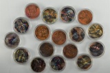 Group of 17 - 1958 Toned Lincoln Wheat Pennies