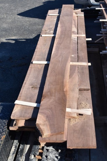 Group of 17 1" Thick Walnut Boards, Various Widths, Varying Lengths, Approx