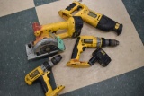 Group of DeWalt Tools: Circular Saw, Reciprocating Saw, 2 Drills