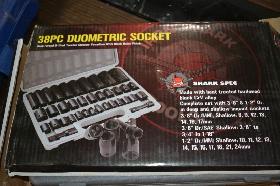 38 pc. Socket set 3/8” and ½” drive, Metric and Standard, NIB