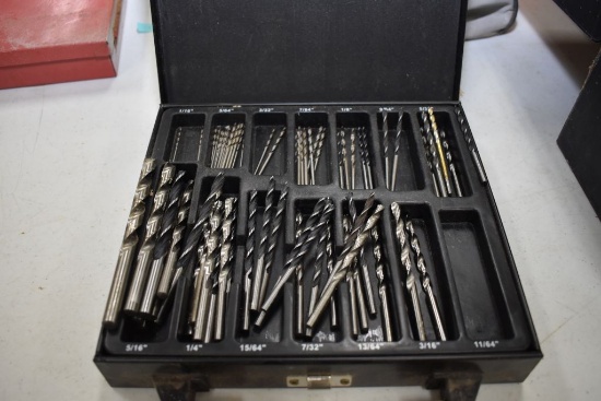 Large Assortment of Drill Bits in Metal Case