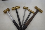 Group Of 5 Brass Head,  Hammers