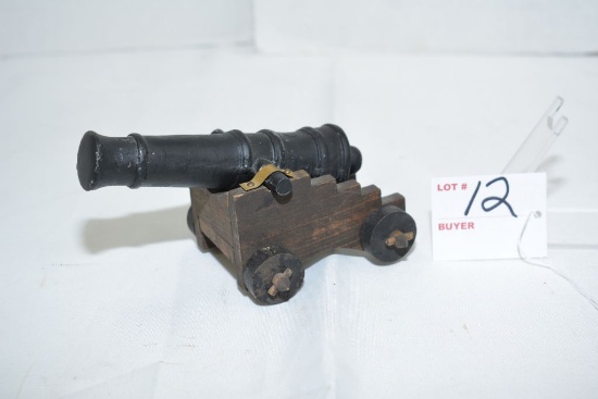 Pre War Cannon On Wooden Base, Desk Top Model, Approx. 6"