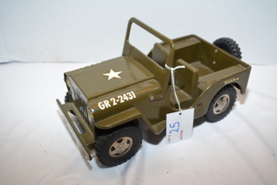 Tonka Army Jeep, Tin and Plastic, Good Paint