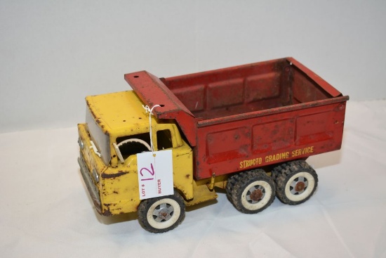 Structo Yellow & Red Manual Dump, Dump Truck, some rust