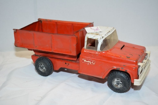 Buddy L Red & White Dump Truck w/ Manual Dump Bed
