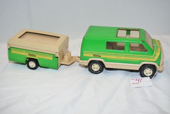 Tonka Green Travel Van w/ Pull Behind Pop Up Camper