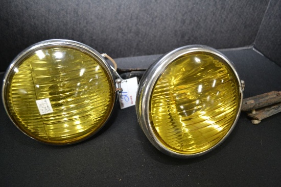 1934 B-L-C Chevy Amber Fog Lights 5 3/4" with mounting Brackets