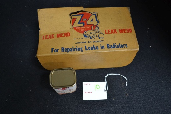 Vintage "Leak Mend", 5 cans in open case