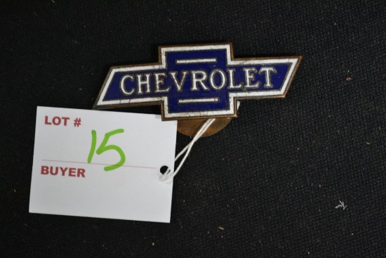 Porcelain Chevy badge, 3in long x 1 in approx