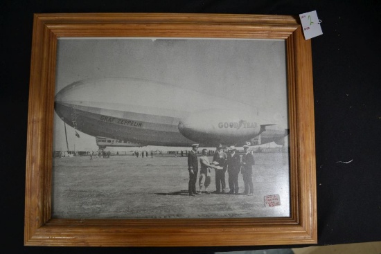 Framed photo of the Graf Zeppelin, B&W 17inx13.5in