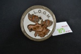 Loyal Order of Moose Lodge porcelain radiator member ID emblem