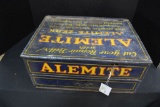 Alemite high pressure lubricating system tin parts box, with some inventory