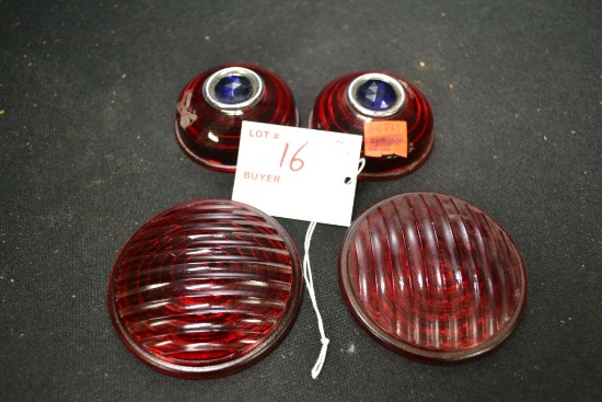 Pair of Plymouth 1941 Blue Dot Tail Light Lenses, Pair of Mopar Tail Light Lenses