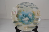 9-1/4 in. Porcelain Plate of Swans, marked Germany