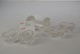 Glass Cut to Press Knife Rest with 4 Matching Salts