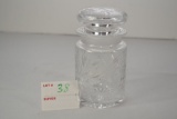 Apothecary Jar, etched daisy pattern, 5-1/2” tall