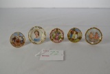 5 - Miniature Limoges, France, Plates - 1-1/2 in. wide (one money)