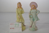 Pair of Bisque Figurines Vintage Badminton #28050, 4-1/2 in. tall