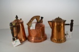 3 pieces Copper Tea Pot and Coffee (one money)