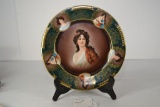 Portrait Plate, Royal Vienna, gold accent, beaded, hand painted