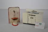 Pair of Vintage Doll House Appliances - Sink (Mar) and Toilet, old tin
