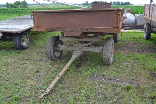 7'x14' Metal Floor Barge Wagon, 16" Sides, John Deere Running Gear