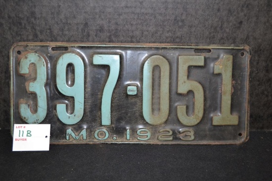 1923 MO. License Plate