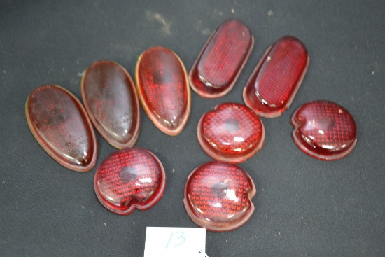 Group of Vintage Red Glass Tail Lights