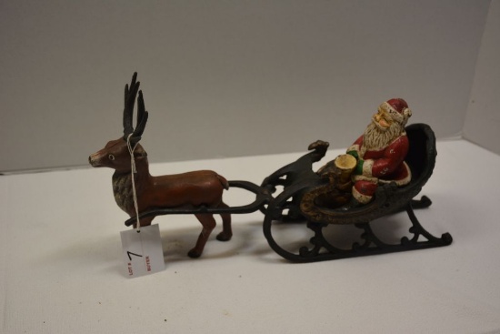 Cast Iron Santa and Reindeer Sleigh