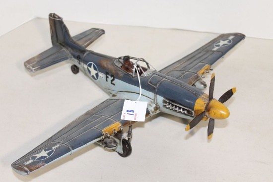 P-51 Mustang, Metal Model, wingspan 21", length 17"