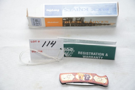 Buck Knife, 1 blade, Two Labs, #525, 2001, NIB