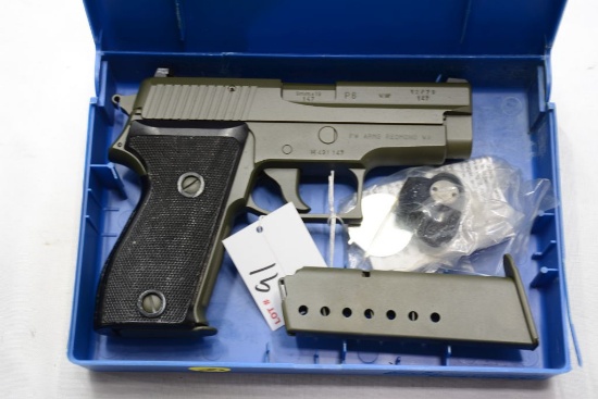 Sig Sauer German Mfg, 225/P6 9mm OD Cerakote Trijicon Night Sight, used Excellent condition, s/n M43