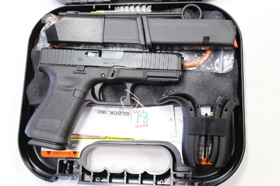 Glock G19 Gen 5, 9mm, Semi Auto Pistol, 3-15rd magazines, 4 interchangeable grips, s/n BSCL911, ANIB