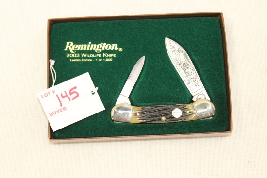 Remington 2003 Wildlife Knife, 1 of 1000, Rubbing Velvet, s/n 0160, 2003 ANIB