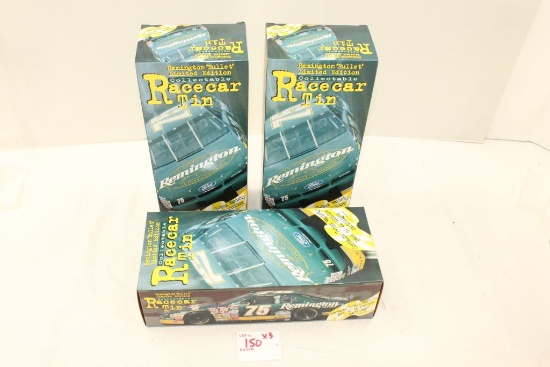 Remington Bullet Racecar Collector Tin, qty 3, each tin has 7 boxes of 50rds of various .22LR, (350r