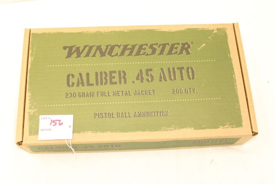 Winchester .45Auto ammo, 200 rds, 230gr FMJ ball ammo in wood collector box