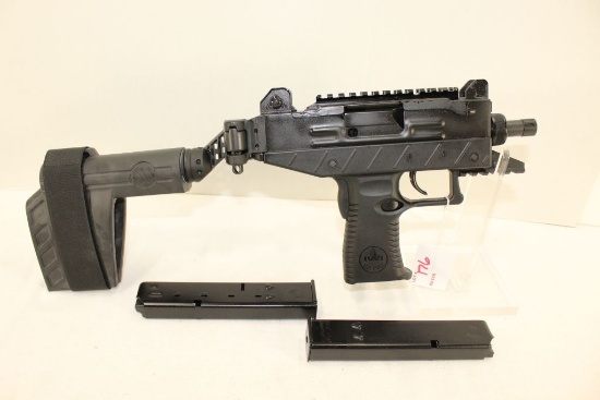 Uzi Pro 9mm Pistol, threaded barrel, w/folding stabilizing brace, w/2 magazines, s/n U2001303, ANIB