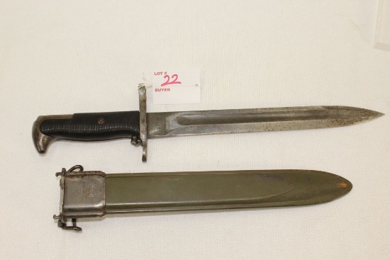 Bayoet, US Ordnance stamped, "UC", US", "1942", w/sheath, stamped UC-Mod, 14.5" OAL, 10" Blade