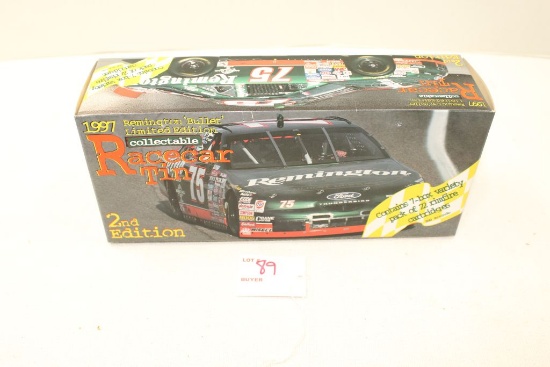 Remington Bullet Knife, 1997 Collectible Racecar Tin, 2nd Edition, contains variety of .22LR in 7 bo