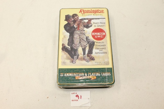 Remington Gallery Special Collector Tin, 400rds, .22LR, High Velocity Golden Bullet, plus 1 deck of